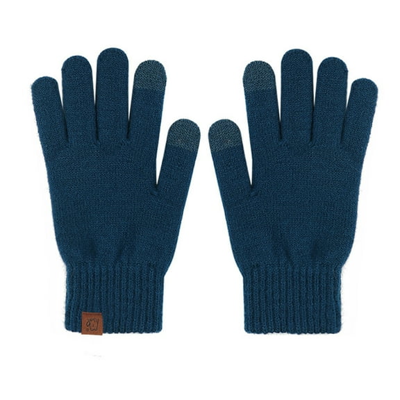 Warm Alpaca Knitted Winter Gloves for Women and Men Blue Free