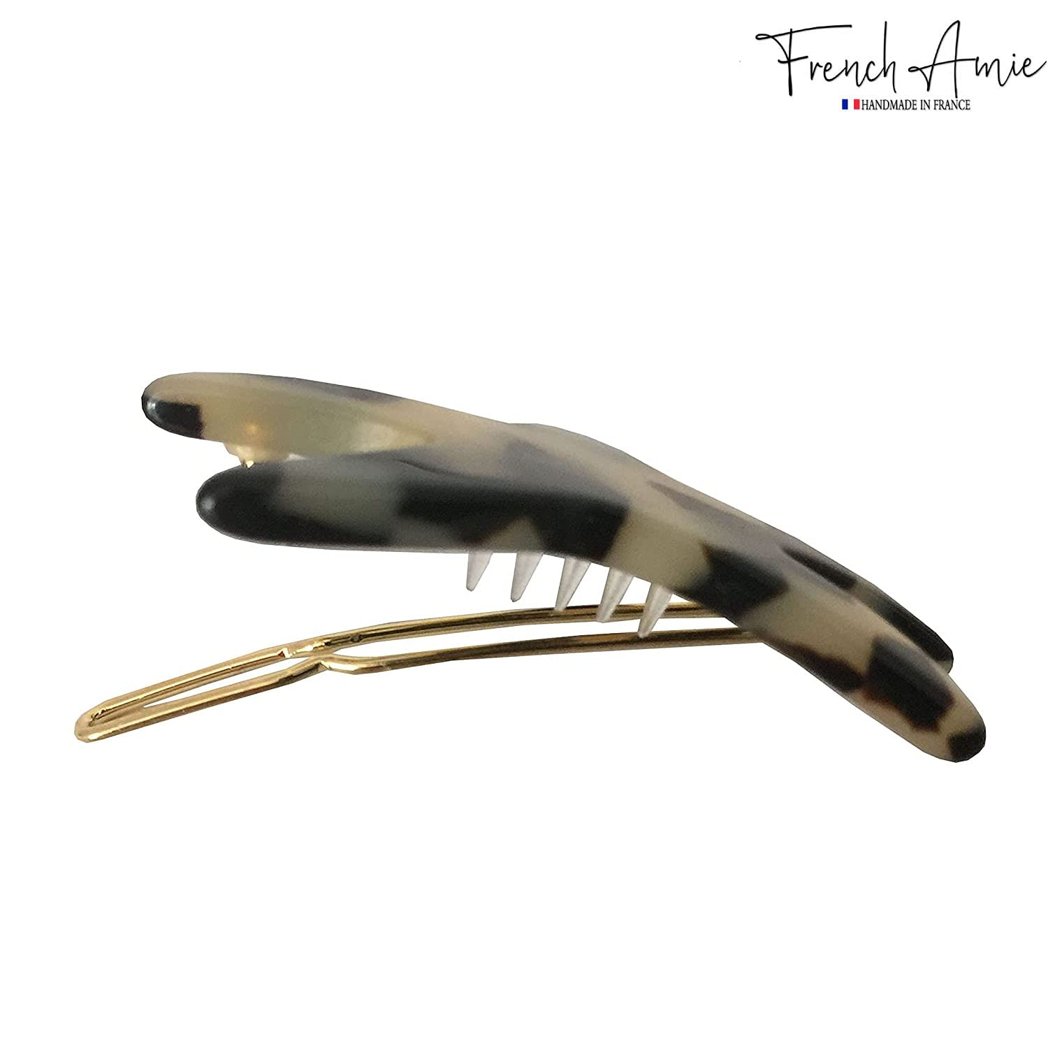 French Amie Star Small Celluloid Handmade Hair Slide Barrette With Snap Clips