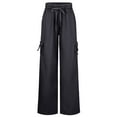 thumbnail image 6 of Grianlook Women Trousers Low Waisted Yoga Pants With Pockets Bottoms Ladies Long Sweatpants Full-Length Elastic Waist Jeggings black XS, 6 of 7
