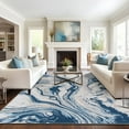 thumbnail image 6 of World Rug Gallery Contemporary Watercolor Wave Abstract Non Slip Area Rug - BLUE 7'10"x10', 6 of 8