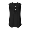 thumbnail image 4 of Womens Cotton Linen Tank Tops, Sleeveless Shirts for Women Summer Casual Vintage Solid Color Ruched Button Up V Neck Dressy Blouses, 4 of 6