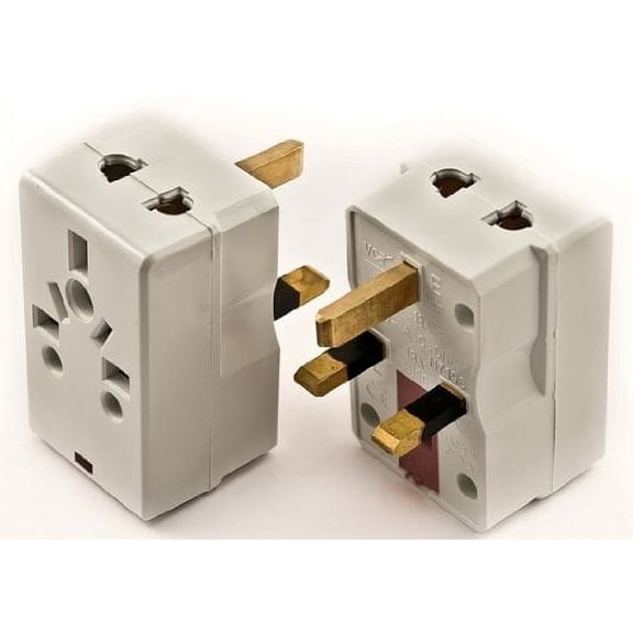 VCT UK Travel Plug Adapter Grounded 3-Pin with Fuse Protection 220V Universal Plug Adapter for UK Travel white (VP-117)
