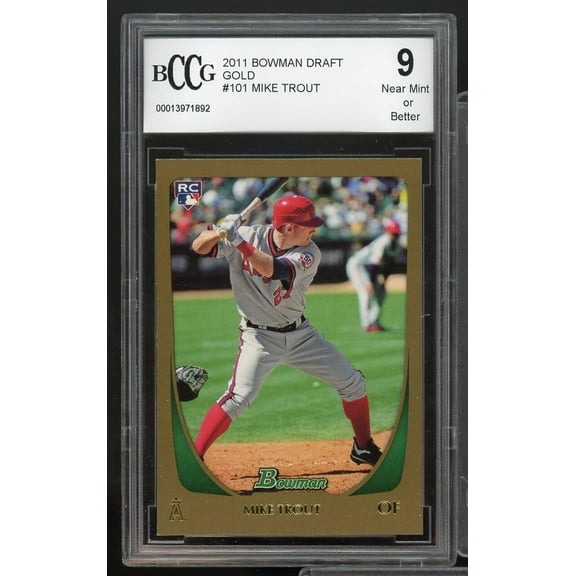 2011 Bowman Draft Gold #101 Mike Trout Rookie Card BGS BCCG 9 Near Mint 