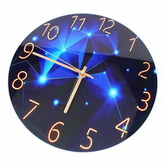 Modern Decorative Silent Wall Clock Diamond Large Wall Clock Blue Round Interior