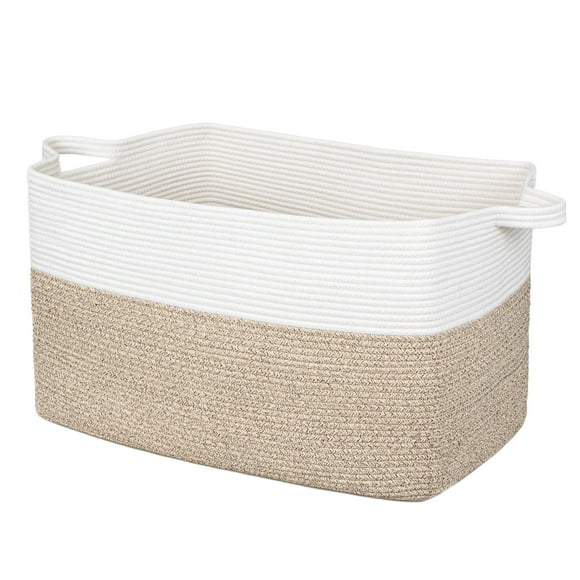 ZLG Grand Panier Rectangulaire en Corde de Coton 90L - 24.4"x 15 Pouces x 15 Pouces Panier de Rangement - Idéal pour Couette de Bébé, Jouet et Désordre, Marron