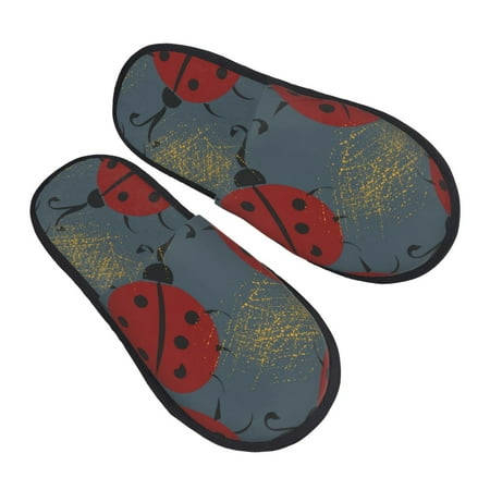 

Ocsxa Mens Womens Cozy Memory Foam Scuff Slippers Slip On Warm House Shoes Indoor/Outdoor-Ladybug