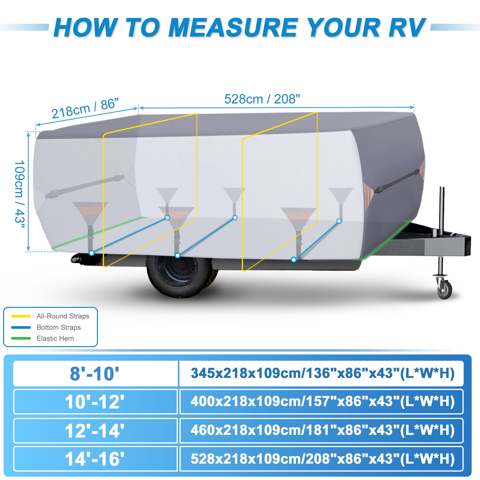Unique Bargains Folding Camper Tent Travel Trailer RV Cover 14ft-16ft