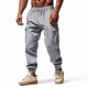thumbnail image 4 of Pantalones largos para hombre, informales, holgados, ventilados, con bolsillos y cordón, para exteriores, ejercicio, ropa de trabajo, pantalones con faja, pantalones de poliéster para hombre., 4 of 9