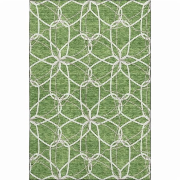 HomeRoots 675510 10 x 14 ft. Green, Ivory & Gray Geometric Transitional Washable Machine Made Rectangle Area Rug with UV Protection
