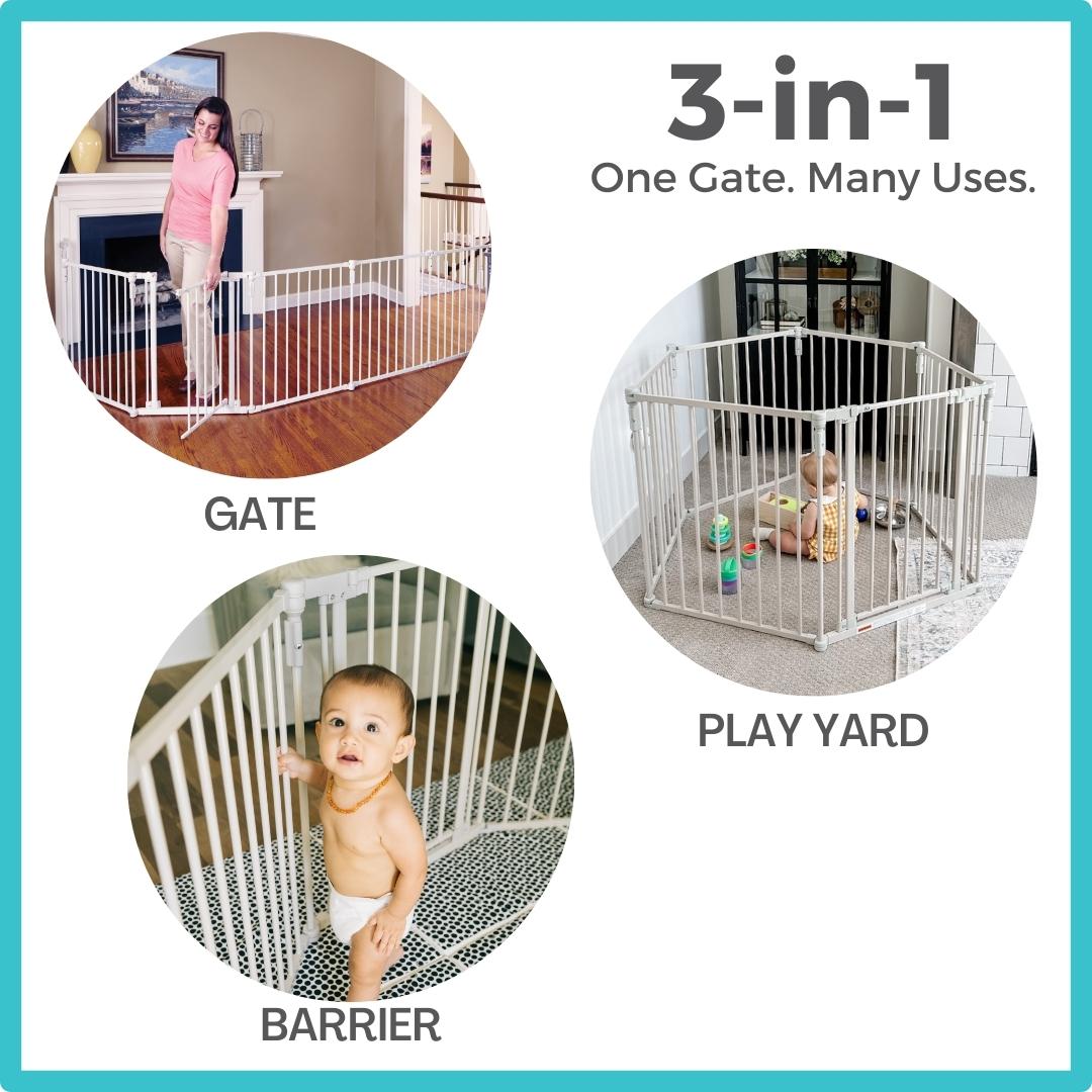 Toddleroo by North States 3-in-1 Superyard Baby Extra Wide Gate & Play Yard, Taupe Metal - image 5 of 12