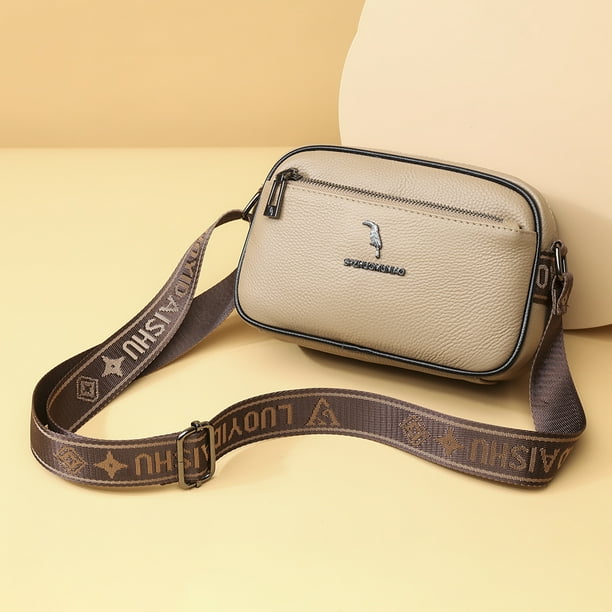 Bolsos Cruzados Bolso bandolera de piel autentica con correa ancha para mujer bolso de hombro para el trabajo caqui Walmart en linea