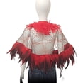 thumbnail image 4 of Lace Mesh Feather Cape Shawl, Red Gothic Shoulder Wrap, 192x46cm, 4 of 7