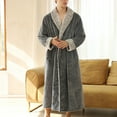 thumbnail image 5 of VANLOFE Unisex Warm Pajamas Household Clothes Solid Bathrobe Lengthened Night-robe Man's Nightgown Casual Robes Gray Robes Sleepwear for Woman XL, 5 of 5