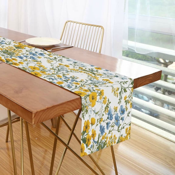 Yayeee Table Runner 70 inches Long Home Kitchen Dinning Party Decoration, Yellow Floral