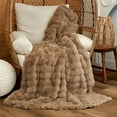 thumbnail image 2 of Ashford Home Cascade Ultra Fine Faux Fur Throw Blanket, Beige, 50 x 60 inches, 2 of 5