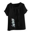 thumbnail image 4 of Vestidos Casuales Para Mujer, Blusas De Mujer De Moda Blusa tipo túnica informal de lino con estampado de peces del océano y botones de manga corta para mujer, 4 of 4