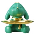 thumbnail image 2 of Conejo de Resina Que Sostiene La Bandeja de Almacenamiento Figurilla Decorativa, Llaves Del de Dulces Del Titular de La Joyería verde Macarena Escultura de escritorio, 2 of 8