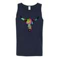thumbnail image 2 of Wild Bobby, Colorful Rainbow Cow Bull Skull Animal Lover Mens Graphic Tank Top, Navy, 3XL, 2 of 3