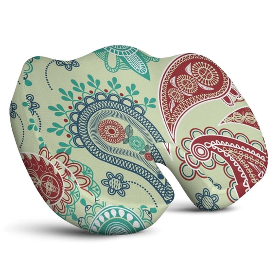 Premium Paisley Pattern Memory Foam Seat Cushion Ergonomic Chair Pad for Office Chair, Car, Airplane & Bleachers Sciatica, Tailbone Hip & Back Pain Relief - Chair Cushion for Long Office Workers.