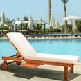thumbnail image 5 of Seabrook 69 x 24 Inch Outdoor Acacia Wood Lounger with Cushion, 5-Position Back, Slide Table & Wheels, Light Brown, 5 of 9