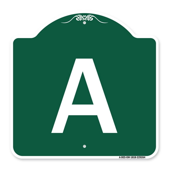 SignMission A-DES-GW-1818-22964 18 x 18 in. Designer Series Sign - Sign with Letter A , Green & White