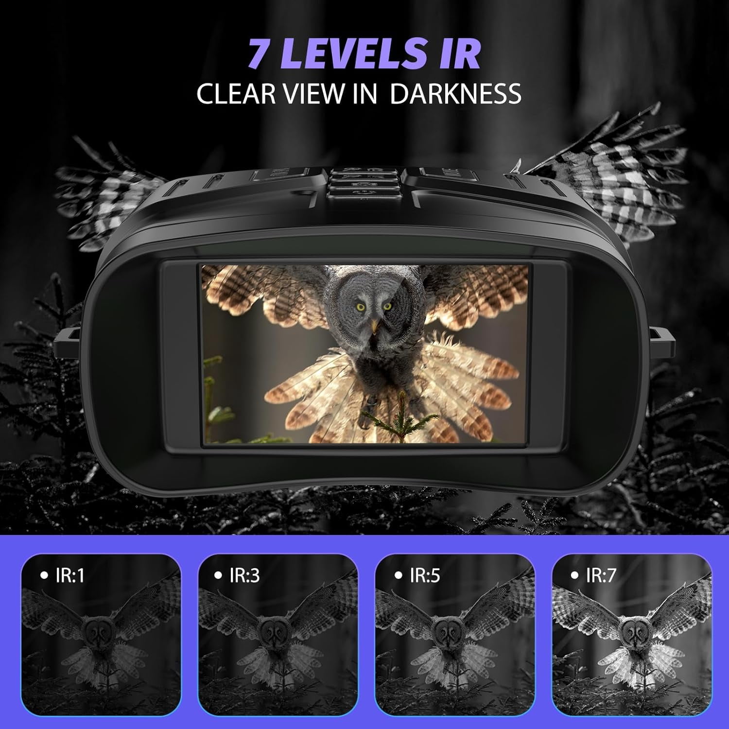 Night Vision Goggles - 4K Night Vision Binoculars for Adults, 3'' HD Screen Binoculars with Camera can Save Photo and Video with 32GB TF Card, Security Goggles Black