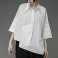 thumbnail image 2 of Women's Blouse Asymmetrical Harajuku Japanese Korean Style Black White Shirt Loose Button Up Tops Casual Summer Fashion, 2 of 6