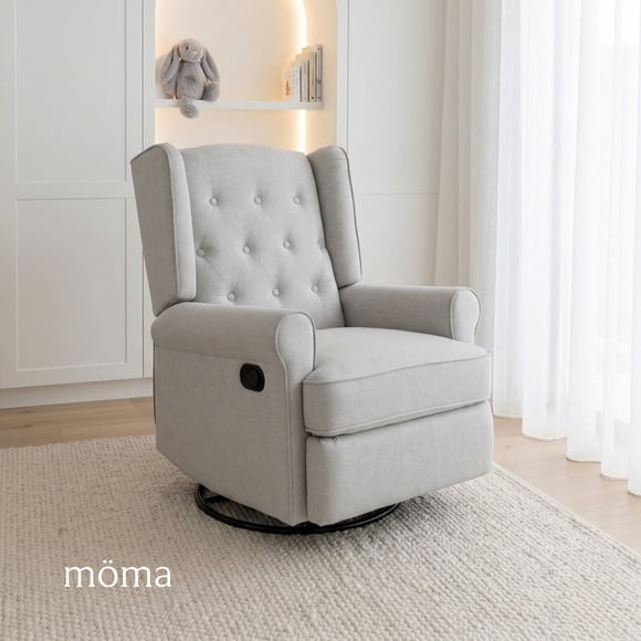 Sillon Reclinable Giratorio Con Mecedora Möma Bloom Gris Claro
