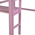 thumbnail image 3 of Twin Solid and Stable High Loft Bed, Rubber Wood Loft Bed with Safety Guardrail, Built-In Desk, Ladder (Pink), 3 of 12