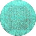 thumbnail image 1 of Ahgly Company Machine Washable Indoor Round Abstract Turquoise Blue Contemporary Area Rugs, 7' Round, 1 of 4