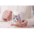 thumbnail image 7 of MUGBREW 11 Oz Ceramic Tea Cup Coffee Mug, Pastel Colorful Cat Vector Portrait, 7 of 7