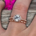 thumbnail image 5 of 1.75 Carat Round Cut Aquamarine Engagement Ring Set 10k Rose Gold Matching Wedding Band Bridal Set, 5 of 5