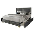 thumbnail image 4 of Home Design Jasper King Upholstered Storage Platform Bed Frame with Gold Aluminum Trim and Four Under-Drawers, Dark Gray, Easy Assembly, 4 of 6