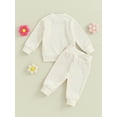 thumbnail image 4 of Bagilaanoe 2PCS Newborn Baby Girl Boy Long Pants Set Solid Color Long Sleeve Sweatshirt Pullover Tops + Sweatpants 6M 12M 18M 24M Infant Fall Winter Sweatsuits, 4 of 9