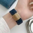 thumbnail image 3 of Denim Fabric Strap Work with Apple Watch Bands for Women Men 41mm 40mm 38mm, Soft Leather Band Compatible with iWatch Bands Series 9 SE 8 7 6 5 4 3 2 1,Darkblue, 3 of 6