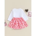 thumbnail image 4 of vera natura Baby Girls Valentine's Day Skirt Sets White Long Sleeve Letter Print Romper Tops Heart Print Skirt Sets, 4 of 9