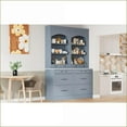 thumbnail image 3 of Kitchen Pantry Set of 2, TOPMAX Modern 83.7in Tall Freestanding Hutch with Faux Marble Top, 5 Drawers, Gray | MDF | Adjustable Shelves, 3 of 26