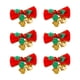 thumbnail image 1 of 6 piezas de lazo navideño con campanas para colgar, decoración, mini lazo, adorno para Hoja verde, 1 of 6