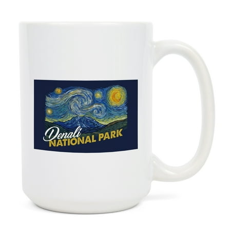 

15 fl oz Ceramic Mug Denali National Park Alaska Starry Night National Park Series Contour Dishwasher & Microwave Safe