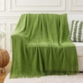 thumbnail image 3 of Battilo Green Throw Blankets,Lightweight Textured Knit Blanket with Tassels,Spring Throws,50"x60", 3 of 9