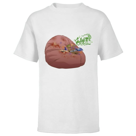 Marvel I Am Groot Guardians of the Galaxy Messy Pillow Burp - Short Sleeve T-Shirt for Kids - Customized-White