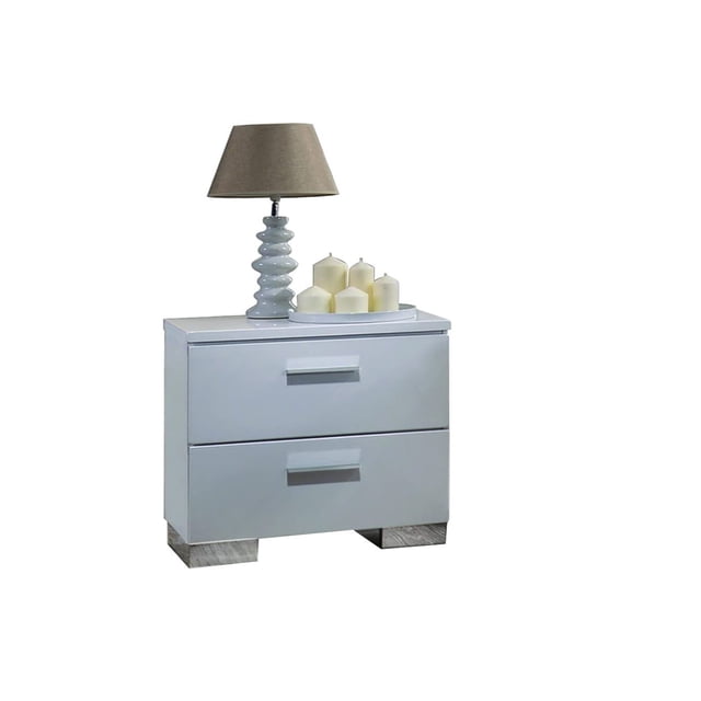 ACME Furniture Lorimar Table de Nuit en Bois à 2 Tiroirs, Blanc