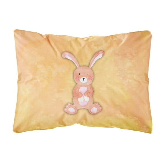 Carolines Treasures BB7383PW1216 Rabbit Watercolor Canvas Fabric Decorative Pillow  12H x16W multicolor