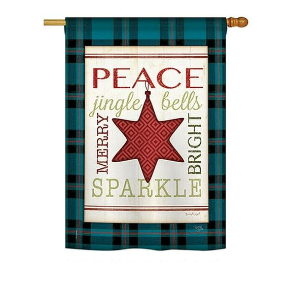 Breeze Decor BD-XM-H-114179-IP-BO-DS02-US Merry with Brighting Stars Winter - Seasonal Christmas Impressions Decorative Vertical House Flag - 28 x 40 in.