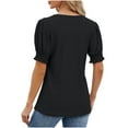 thumbnail image 4 of ALLLIST Black Womens Tops Clearance Solid Short Sleeve Square Neckline Hollow T-Shirts Blouses for Women Dressy Casual M, 4 of 4