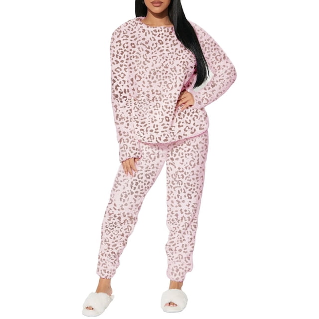 Conjunto de Pijama para Mujer Shendy Vendy Manga Larga Cuello Redondo con Estampado Transpirable