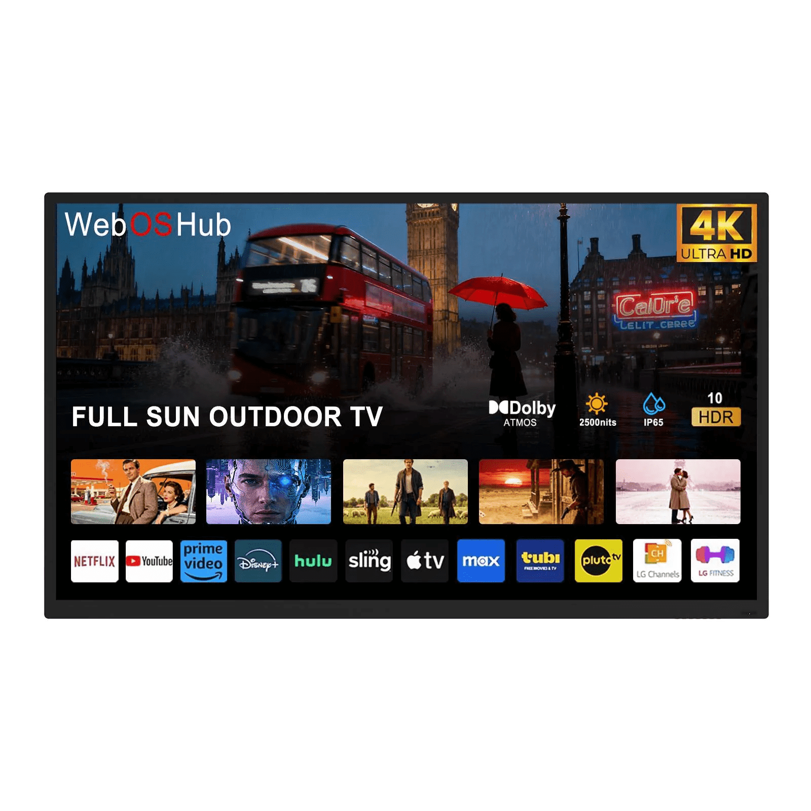 55" Outdoor TV, 4K UHD Smart TV, IP65 Waterproof, Suitable For Partial Sun, PatioBuilt-in Voice Assistant & Dolby Atmos| 360SPB®