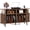 Walnut, variant on 55 Inch Large Round Record Player Stand, Vinyl Record Storage Cabinet with Charging Station and Display Shelf, Mid Century Modern Turntable Stand Table Holds 300 Albums for Living Room, Black
