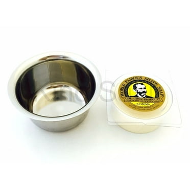 LUXURY STAINLESS STEEL SHAVING CUP BOWL & COL.CONK SHAVING SOAP ALMOND