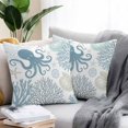 thumbnail image 2 of Waterproof Throw Pillow Covers Set of 2, 26x26 Inch Teal Blue Octopus Coastal Decorative Pillowcases Outdoor Pillow Slip Cushion Covers Set for Couch Tent Nautical Coral Starfish, 2 of 7